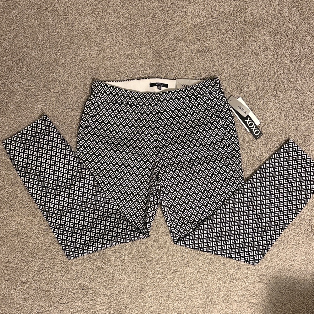 XOXO Black & White Geometric Print Pants - NWT